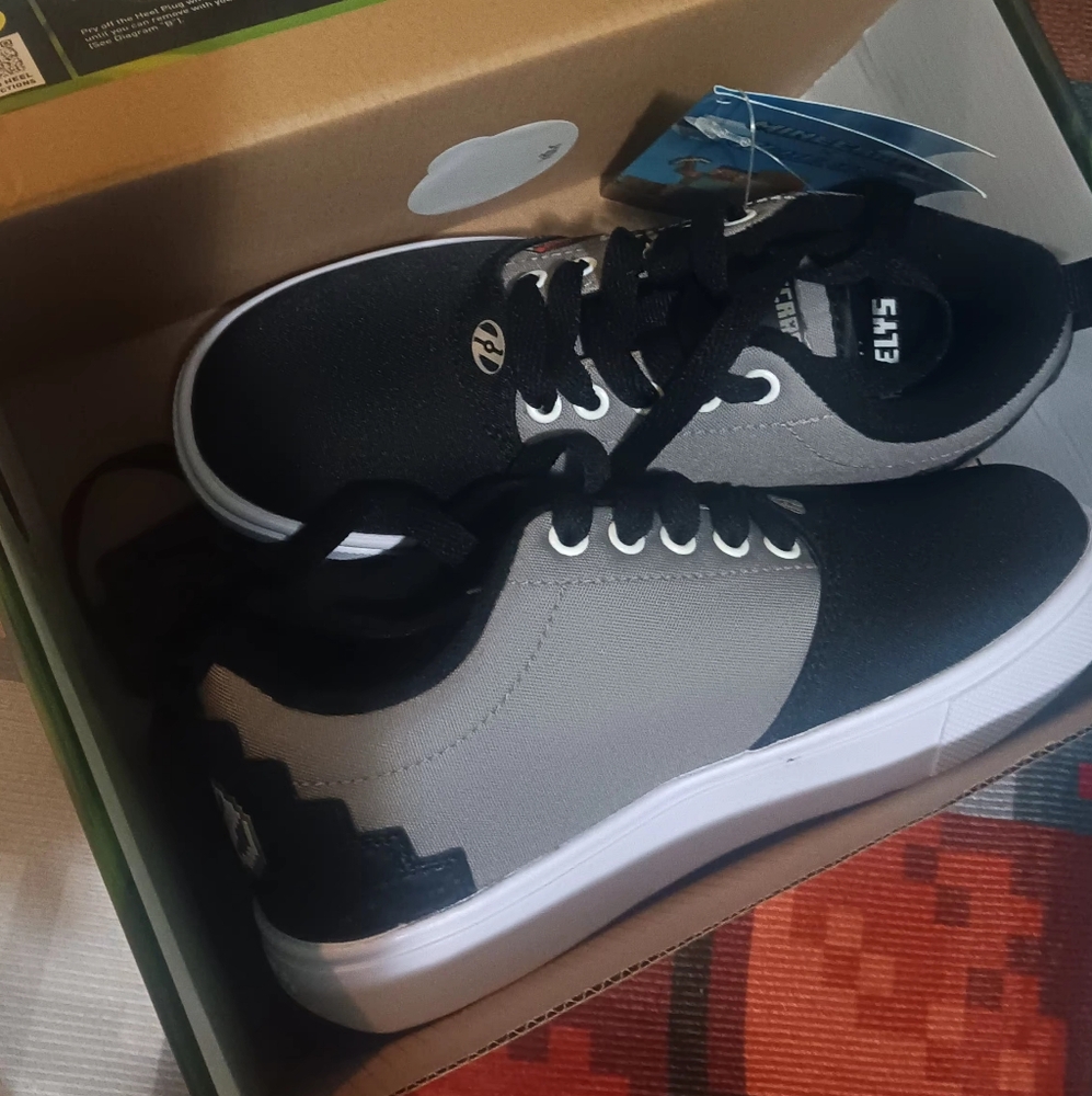 Black and Gray Kids Minecraft HeeleySneakers